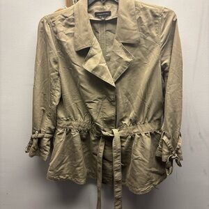 Large Olive green utility jacket with belt attached - only worn a couple times